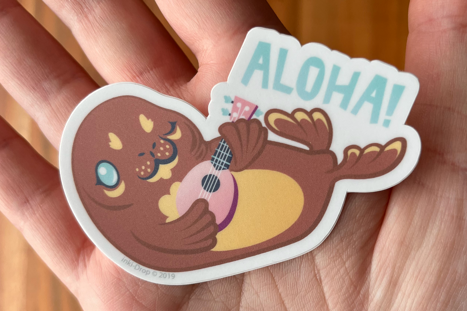 Aloha! Monk Seal Sticker – inki-Drop