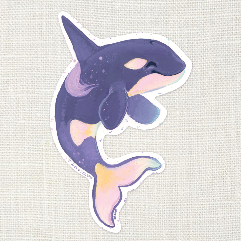 Dawn Orca Gouache Painting Sticker