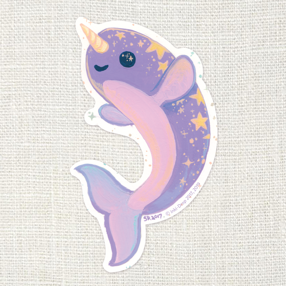 Starwhal Gouache Painting Sticker