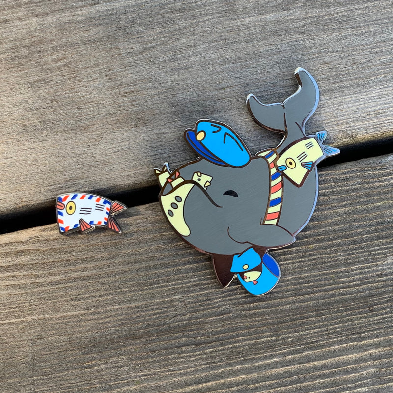 Mail Whale Pin Set