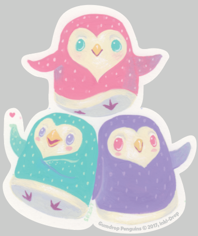 Gumdrop Penguin Trio Vinyl Sticker
