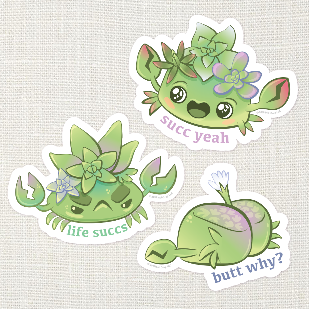 Butt Why Lithops SuccuCrab Sticker