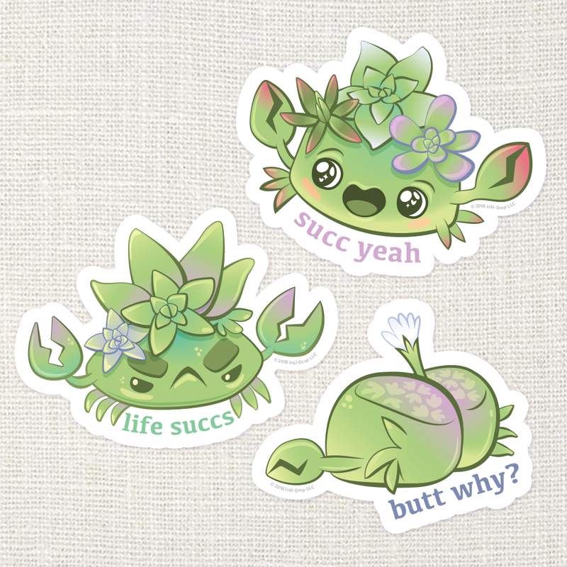 Butt Why Lithops SuccuCrab Sticker